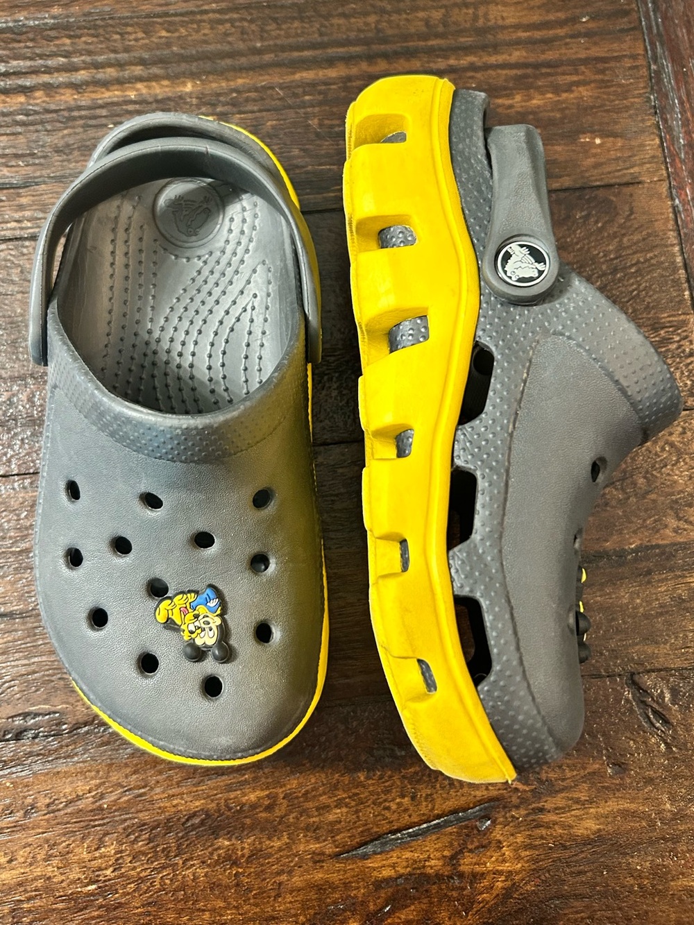 Kids Grey and Yellow Crocs Duet Sports Shoes
